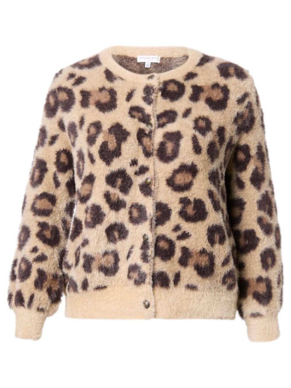 Skies Are Blue | Fuzzy Leopard Print Button Down Cardigan, M